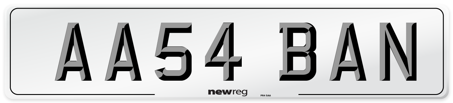 AA54 BAN Number Plate from New Reg
